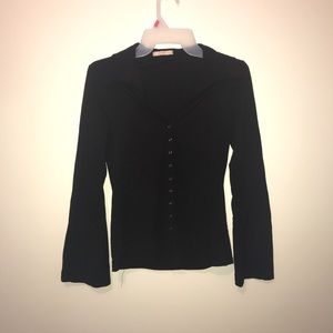 Vintage 90s black snap up top